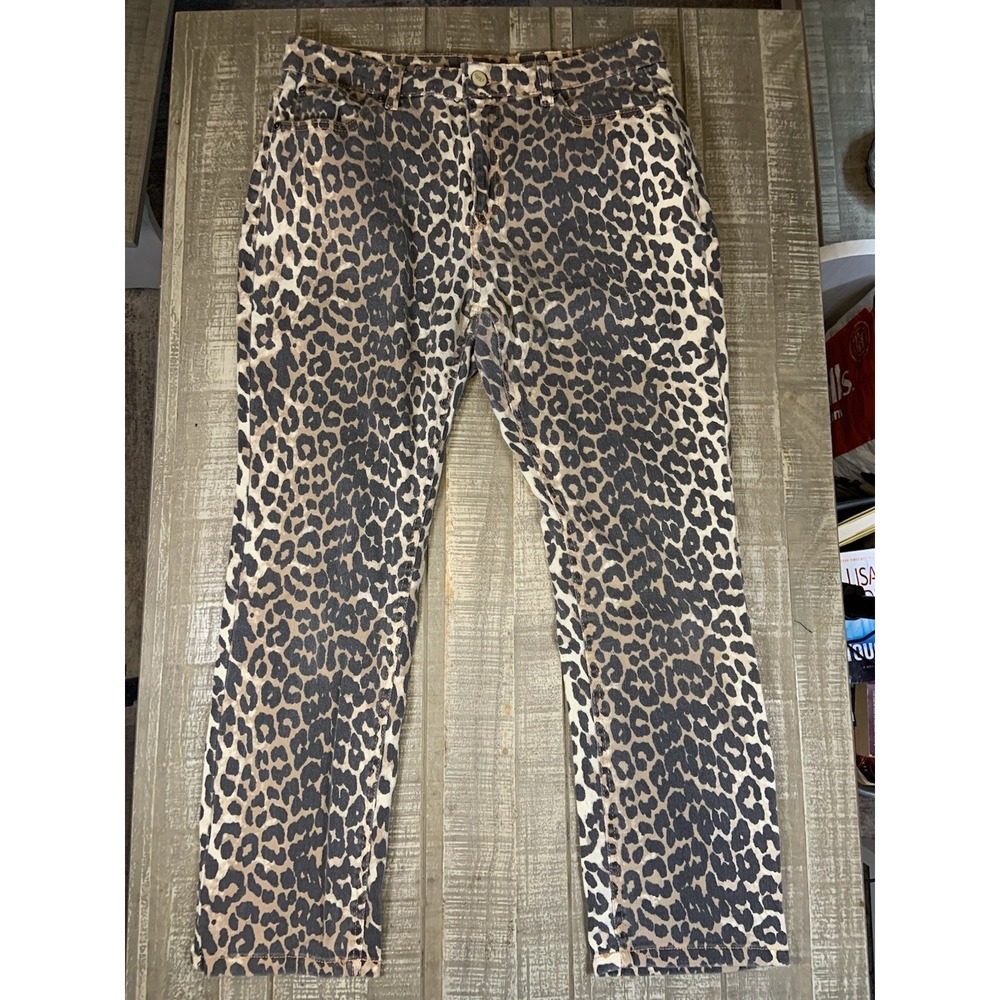OAT New York Leopard Print Cheetah Straight Leg Jeans Womens 10/30 Festival Fun